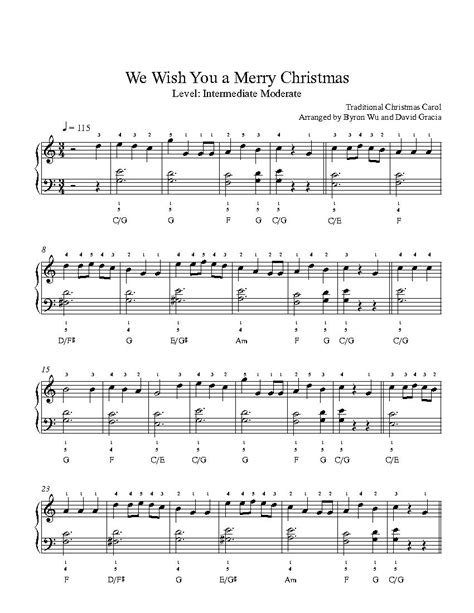 We Wish You a Merry Christmas Piano Sheet Music | Intermediate Level