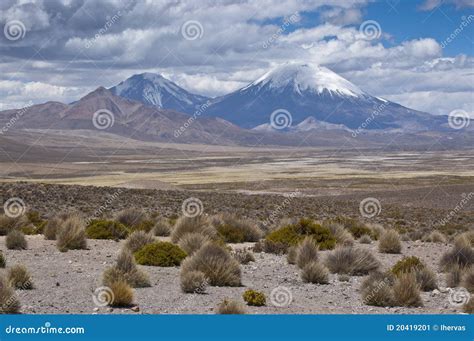 Volcanos at Andes stock image. Image of highland, lauca - 20419201