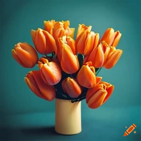 Bouquet of orange tulips on Craiyon