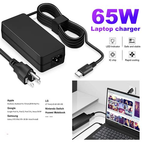 65W USB C Charger, Type C Power Adapter Universal Laptop Charger For ...