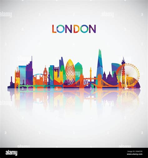 London skyline silhouette in colorful geometric style. Symbol for your ...