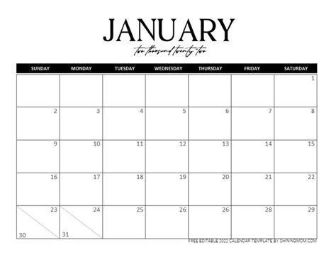 Free Fully Editable 2022 Monthly Calendar Template in Word | Monthly ...