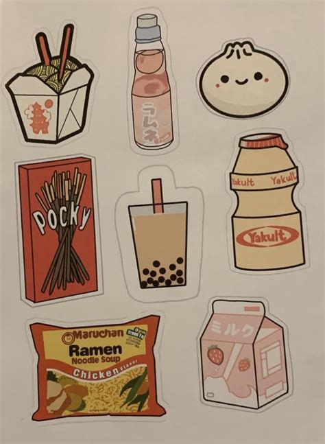 Asian Food Sticker Pack - Etsy | Наклейки, Ремесла, Рисунки sharpie