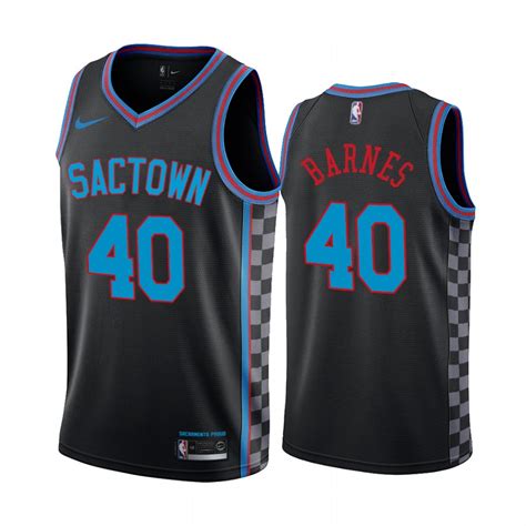 Men's Sacramento Kings Purple #40 Harrison Barnes 2020-21 Black NBA ...