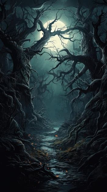 Premium AI Image | spooky forest commemorating Halloween