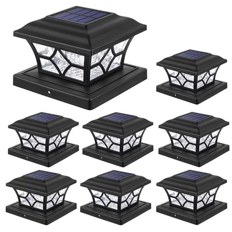 APONUO 4x4 Post Solar Lights 1000mAh,Solar Post Cap Lights 2 Color Modes Solar Deck Post Lights ...