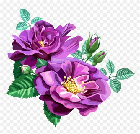 Rose Bouquet Cli̇part Transparent - Free Purple Flowers Vectors - Free Transparent PNG Clipart ...