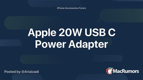 Apple 20W USB C Power Adapter | MacRumors Forums