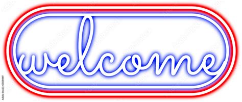 Neon welcome lettering sign Stock Vector | Adobe Stock