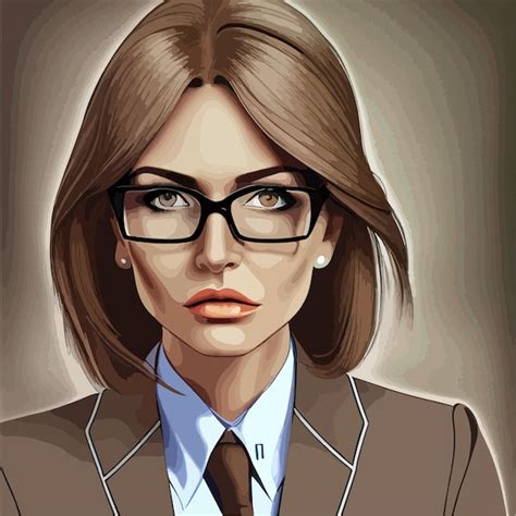 Premium Vector | Closeup portrait business woman with glasses in brown suit on colored ...
