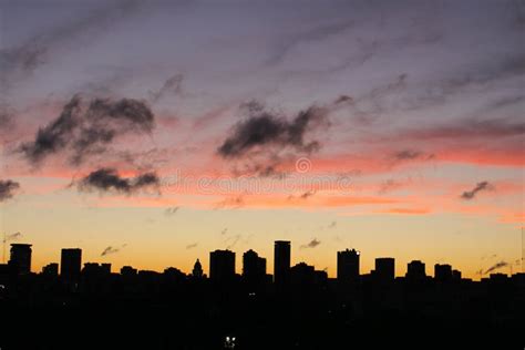 View of the Buenos Aires Skyline at Sunset, Argentina Stock Image ...