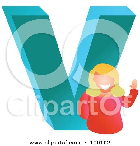 Royalty-Free (RF) Clipart Illustration of a Woman With A Large Letter V by Prawny #100102