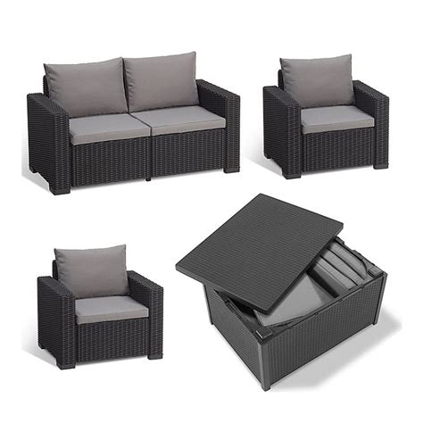 Keter Armona Garden Furniture Set Including Storage Table - Hardware Heaven