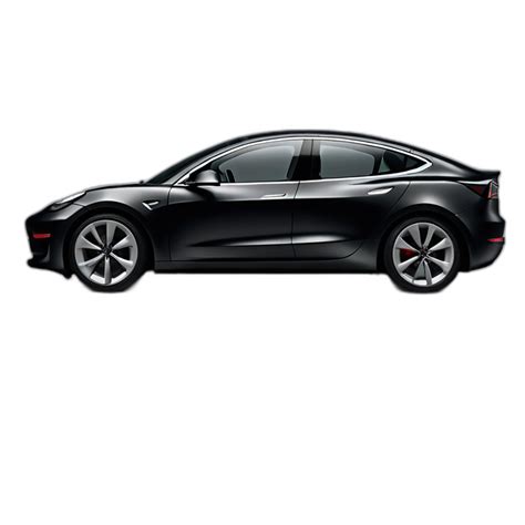 Hyper realistic black Tesla Model 3, with black trim, left side view | AI Emoji Generator