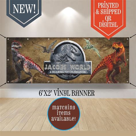 Jurassic Park Birthday Banner Birthday Banner Jurassic | Etsy