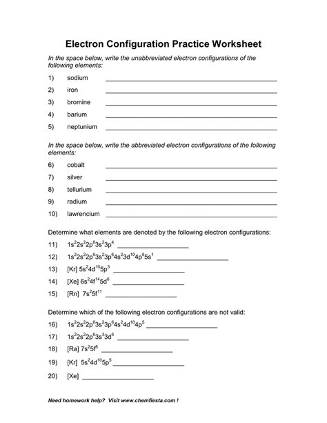 Electron Configuration Worksheets 2 Answer Key