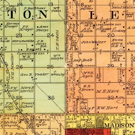 Vintage Map of Lake County, South Dakota 1899 by Ted's Vintage Art