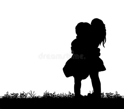 Silhouette of Children Hugging, Friend Stock Illustration - Illustration of hand, family: 87967957