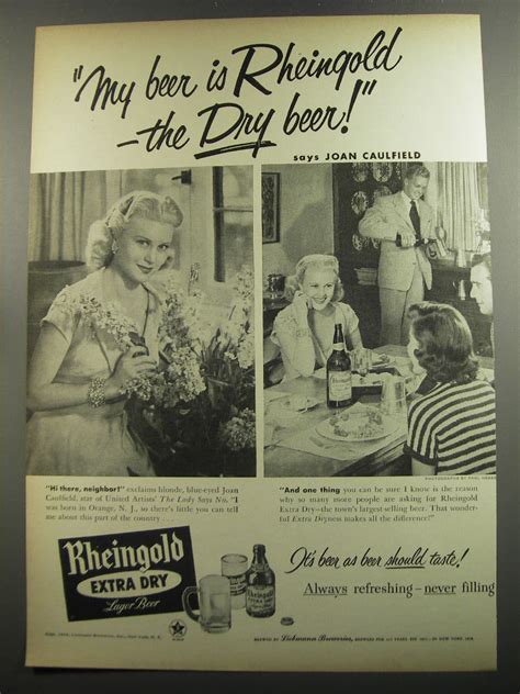 1952 Rheingold Beer Ad - Joan Caulfield - My beer is Rheingold - the Dry Beer on eBid United ...