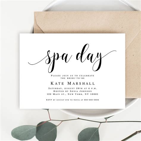 Spa Day Invitation Template Bride Invitation Spa Day Party - Etsy UK