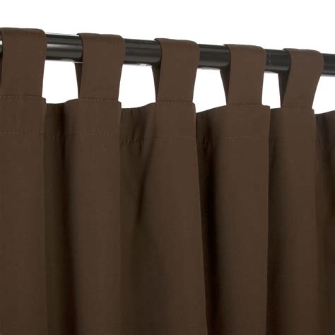 Bay Brown Sunbrella Outdoor Curtains with Tabs | DFOHome