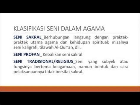 AKSIOLOGI: KLASIFIKASI SENI DALAM AGAMA - ESTETIKA DAN AGAMA (2) - YouTube