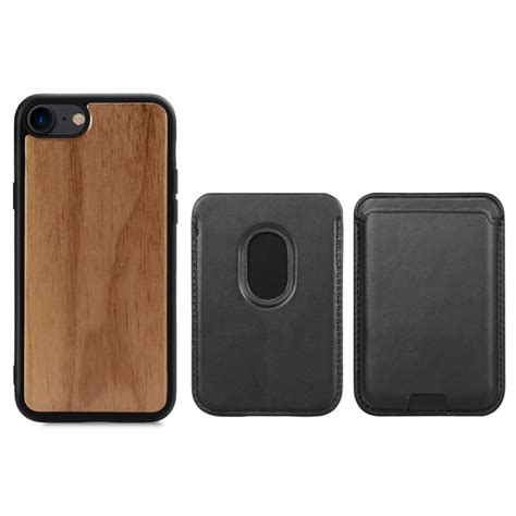 iPhone SE 2020 Wallet Wood Case with Detachable Magnetic Credit Card ...