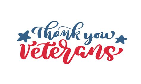Thank you Veterans text. Calligraphy hand lettering vector card ...