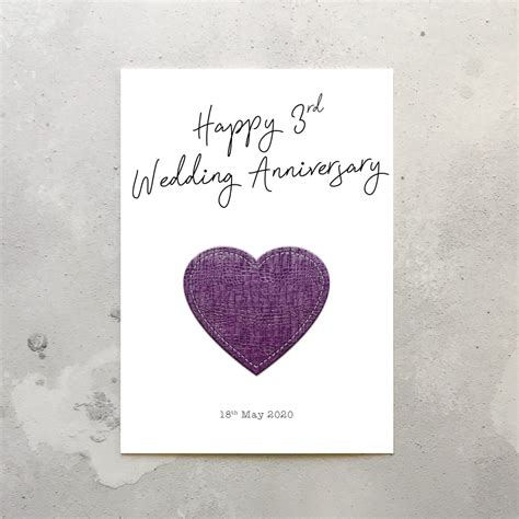 3rd Wedding Anniversary Card - Designed by Joe