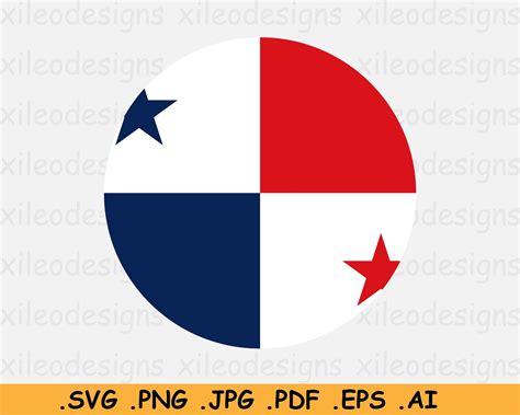 Panama Round Flag SVG Panamanian Circular Banner National | Etsy