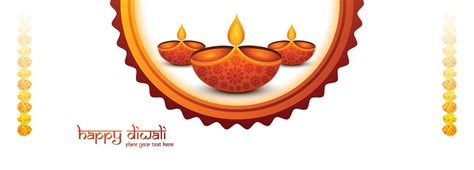 Happy diwali wishes banner with realistic diya celebration holiday ...