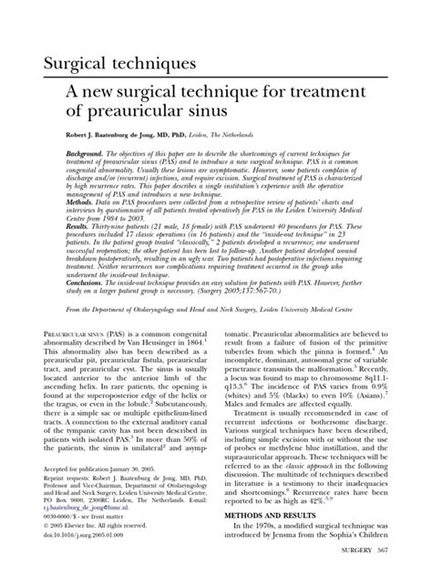 Surgical Techniques A New Surgical Technique For Treatment of ...