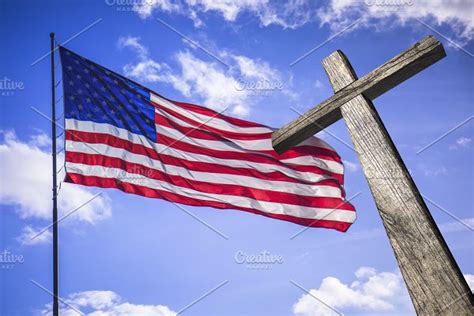 American flag with a christian cross | High-Quality Abstract Stock Photos ~ Creative Market