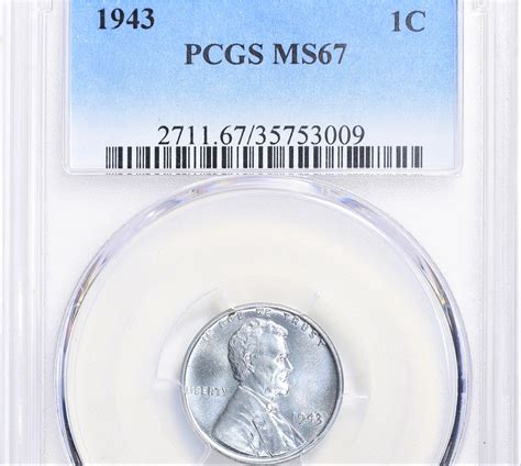 1943 1C Lincoln Wheat Cent Steel PCGS MS67 - The Penny Lady®