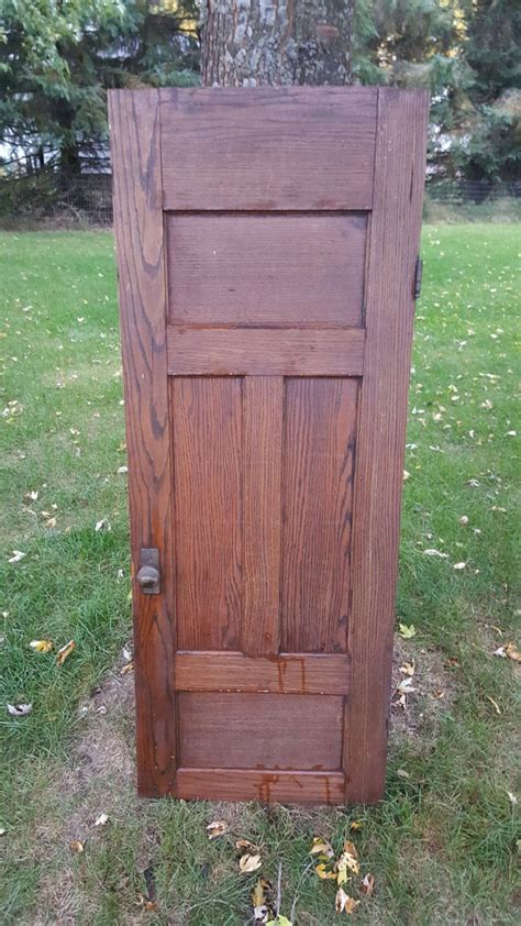 Old Wood Door, Antique, Oak Cupboard Door, Architectural Salvaged, 5 panel, Arts, Crafts, Panel ...