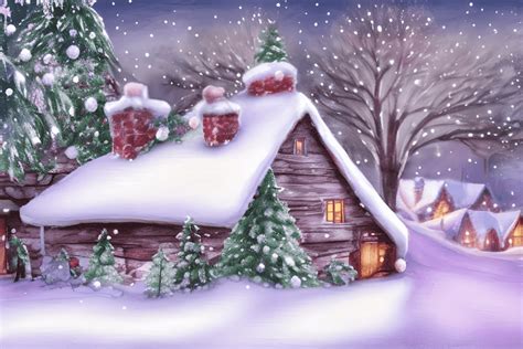 Christmas Cottage in the Snow · Creative Fabrica