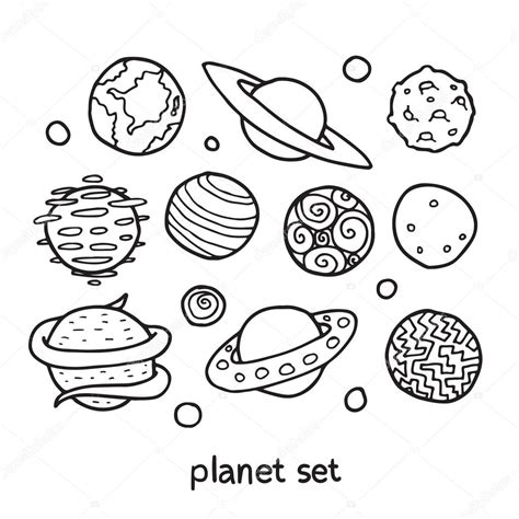 Cartoon Outline Ensemble de planètes fictives image vectorielle par Apolinarias © Illustration ...