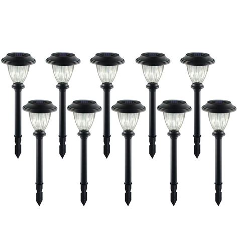 Hampton Bay Plastic Solar LED Black Path Light (10-Pack)-27600 - The ...