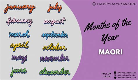 Months of the Year in Maori | Months in Maori | Happy Days 365