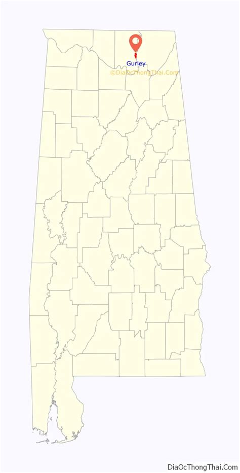 Map of Gurley town, Alabama