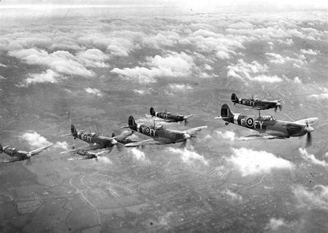 [Photo] Eight British Spitfire Mk IX of No. 611 Squadron based at RAF Biggin Hill, London ...