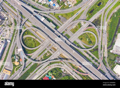 Aerial View Of Freeway In City Stock Photo - Alamy