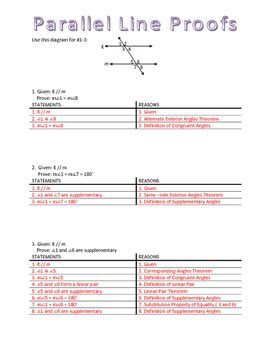 Parallel Lines Proofs by Kim Tallud | TPT