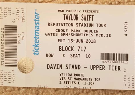 Printable Taylor Swift Ticket