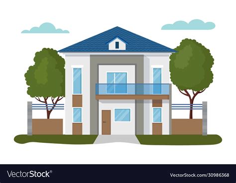 Modern house cartoon flat Royalty Free Vector Image