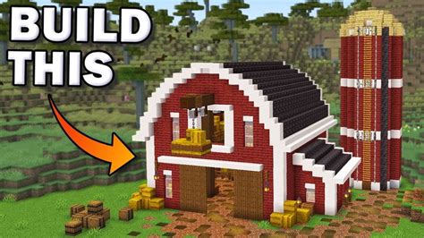 Build a Minecraft Barn - Easy Red Barn House Tutorial