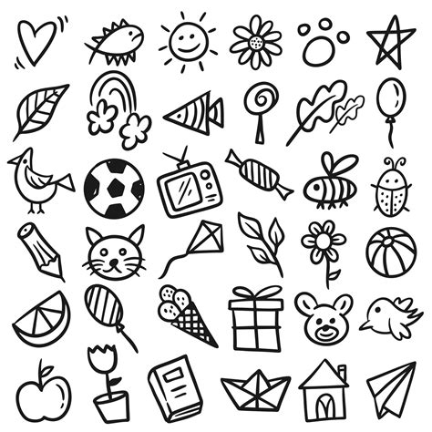 hand drawn kids doodle set 6051013 Vector Art at Vecteezy