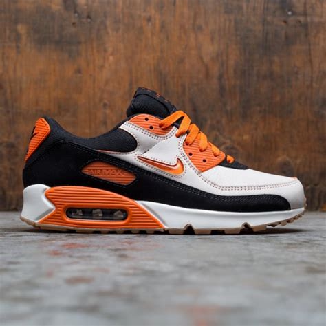 nike men air max 90 premium sail safety orange black gum med brown