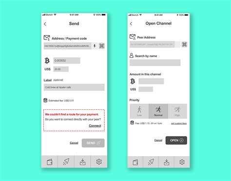 Lightning Network wallet wireframes on Behance