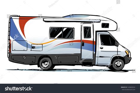 Camper Van Illustration Side View Stock Vector (Royalty Free) 529828324 ...